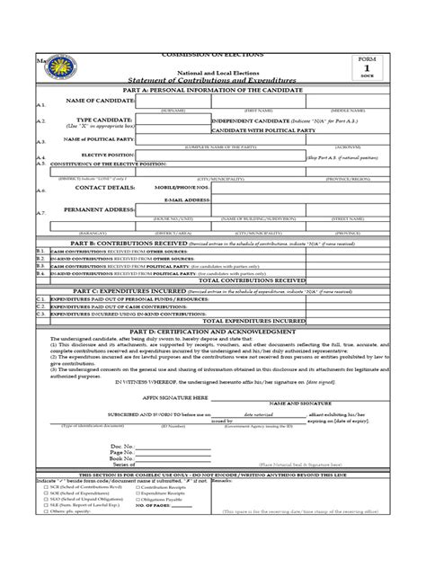 soce template|Statement of Contributions and Expenditures: May 13, 2019.